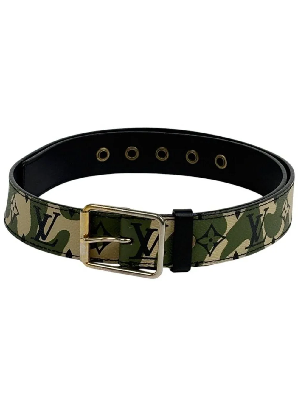 Louis Vuitton Ceinture Monogram Moflage Belt Takashi Murakami Leather Green